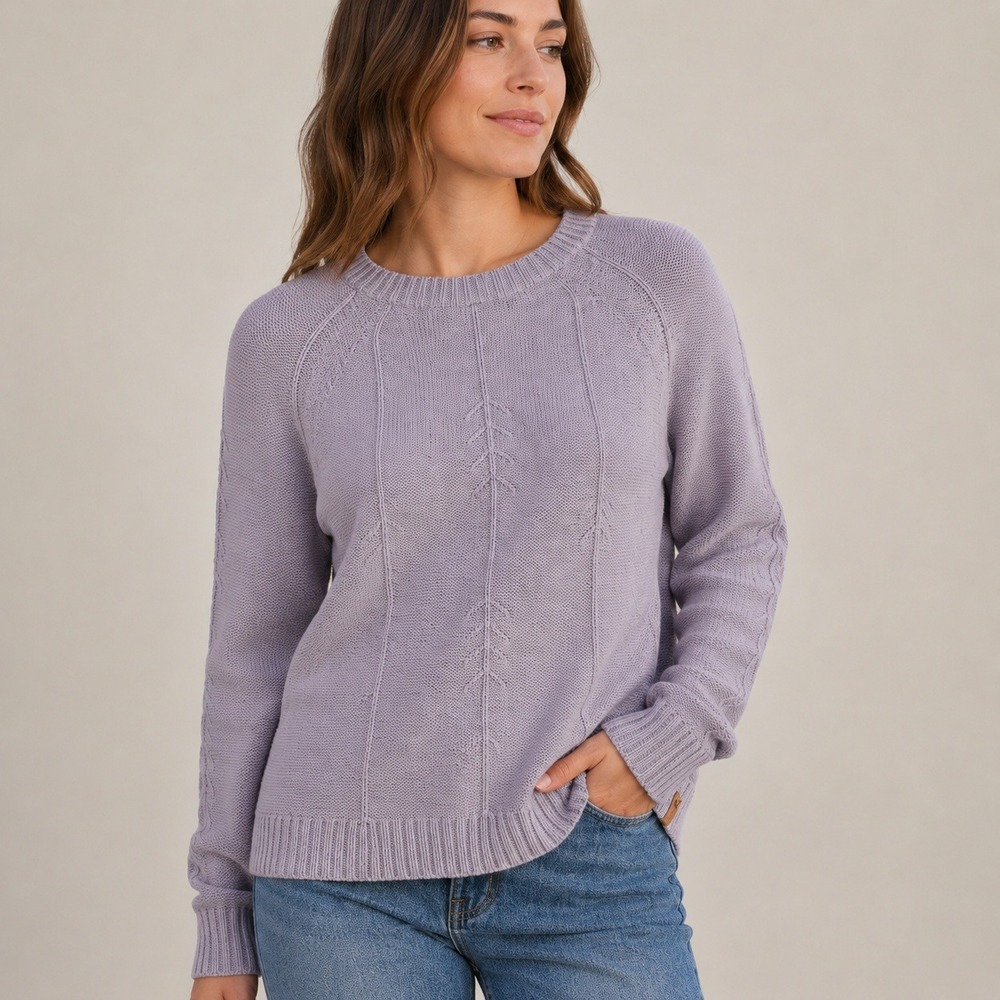 Ten Tree Organic Cotton Sweater Womens‎ XL Lavender Crew Neck Knit Pullover Cozy